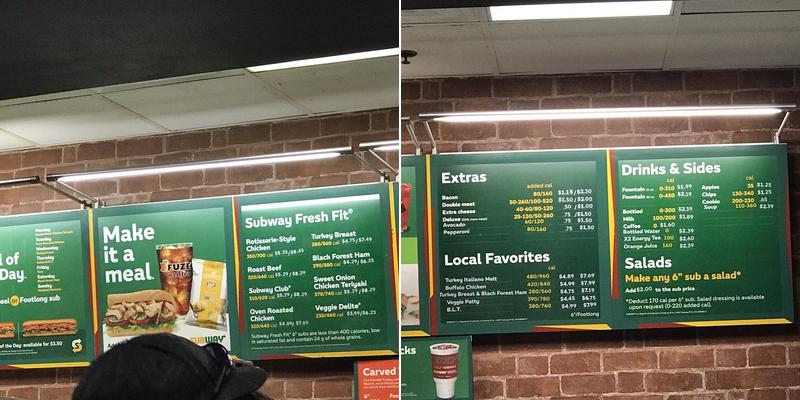 Subway Menu