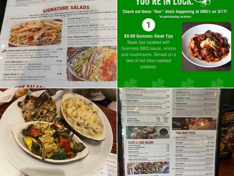 UNO Pizzeria & Grill Menu