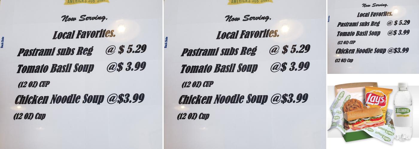 Blimpie Menu