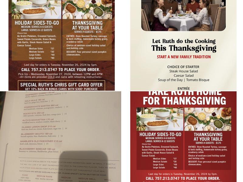 Ruth's Chris Steak House Menu