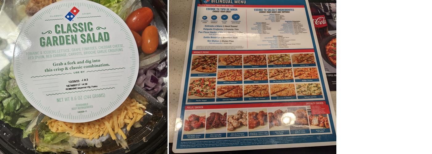 Domino's Pizza Menu