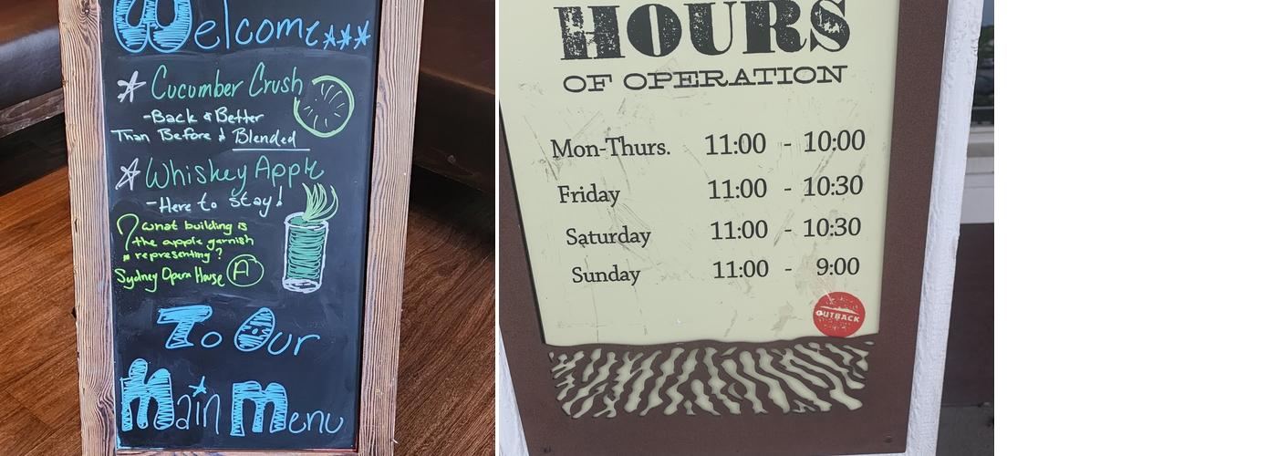 Outback Steakhouse Menu