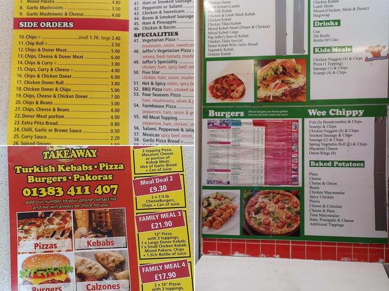 Papa Jaffer's Inverkeithing Menu