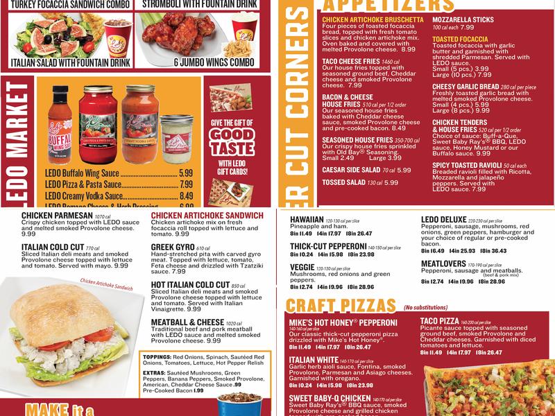 Ledo Pizza Menu