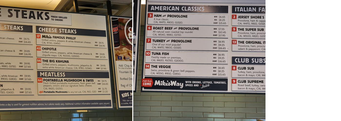 Jersey Mike's Subs Menu