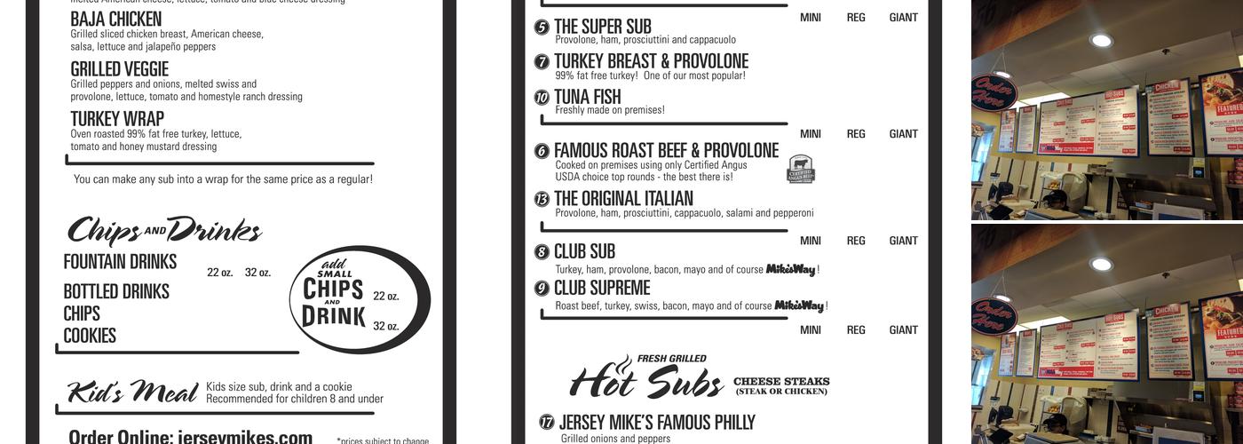 Jersey Mike's Subs Menu
