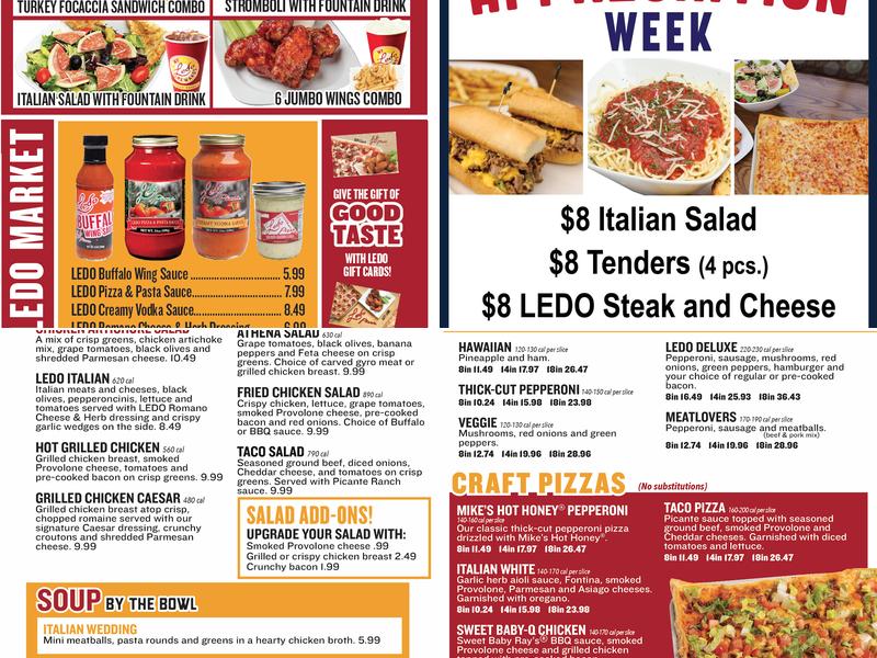 Ledo Pizza Menu