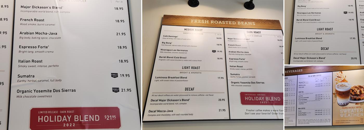 Peet's Coffee Menu