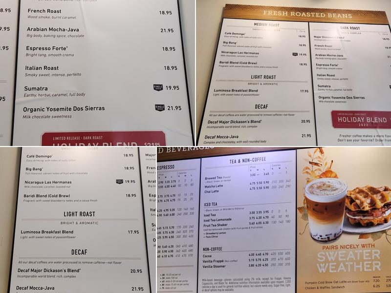 Peet's Coffee Menu
