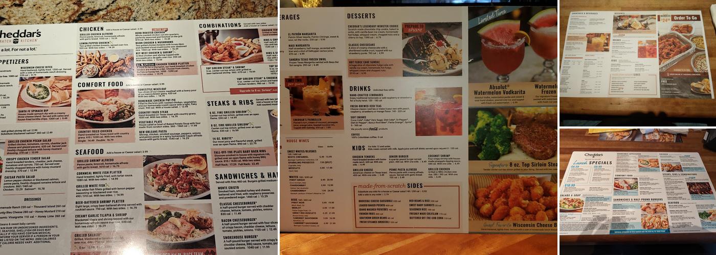 Cheddar's Scratch Kitchen Menu