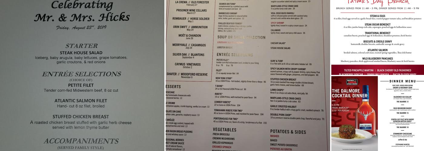 Ruth's Chris Steak House Menu