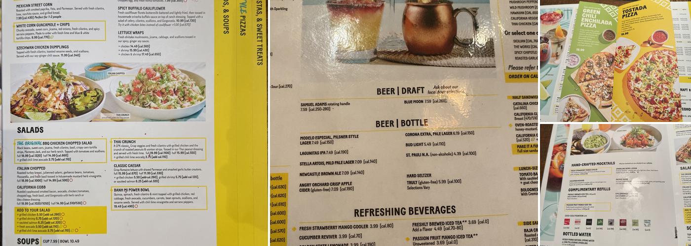 California Pizza Kitchen at Annapolis Menu