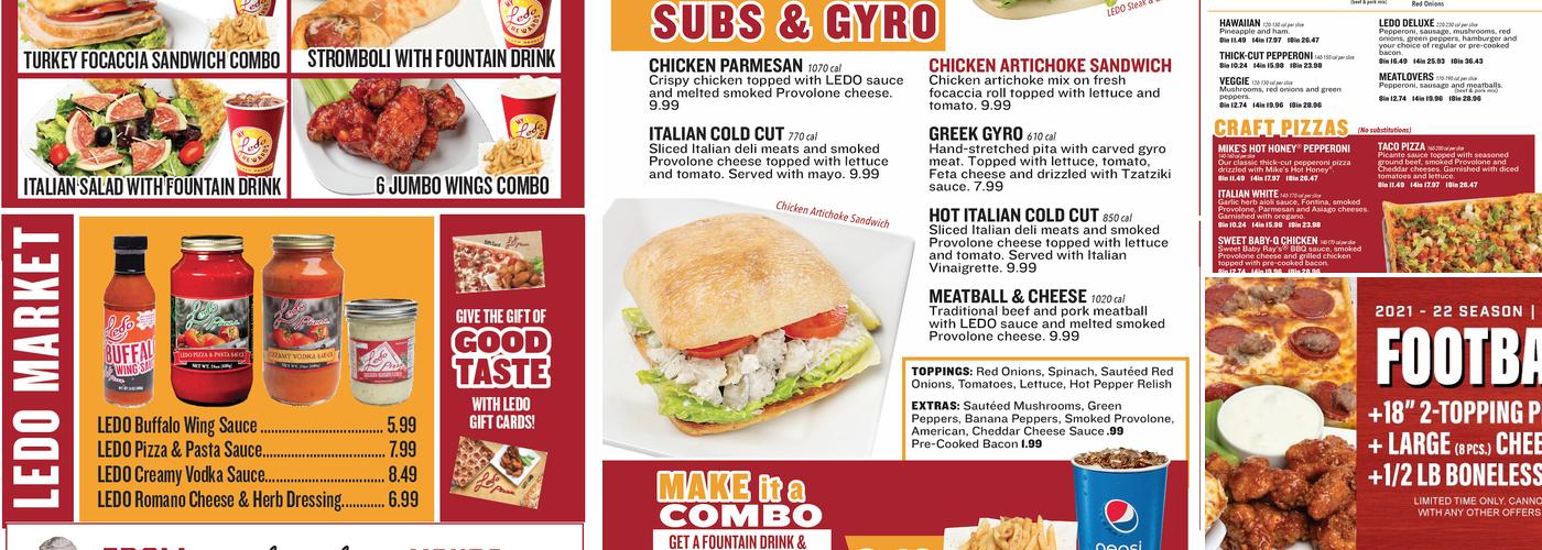 Ledo Pizza Menu