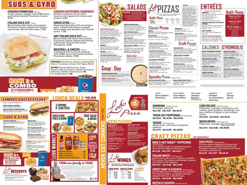 Ledo Pizza Menu