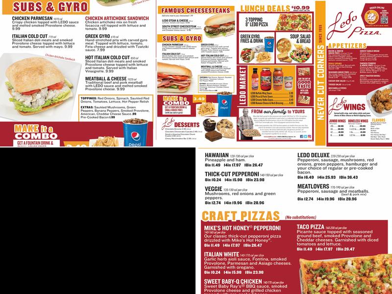Ledo Pizza Menu