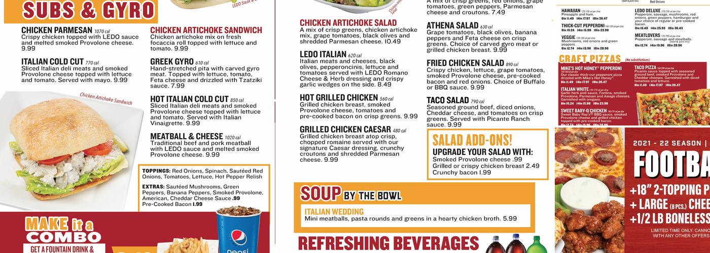 Ledo Pizza Menu