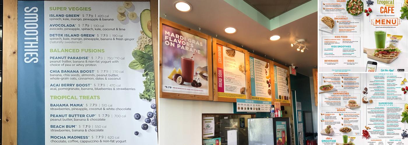 Tropical Smoothie Cafe Menu