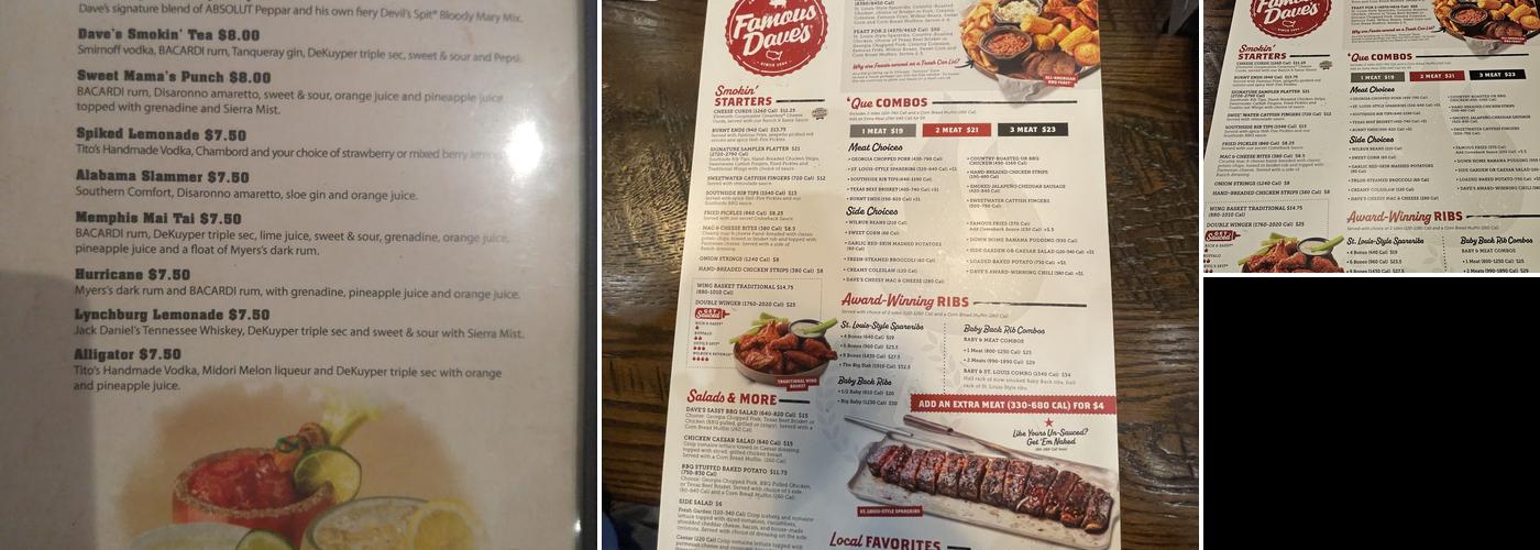Famous Dave's Bar-B-Que Menu