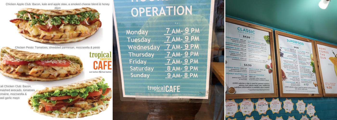 Tropical Smoothie Cafe Menu
