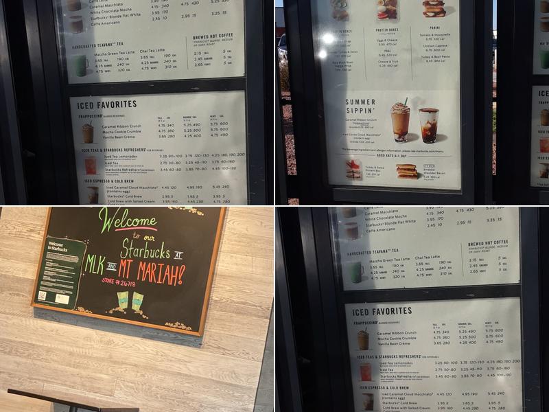 Starbucks Coffee Company Menu