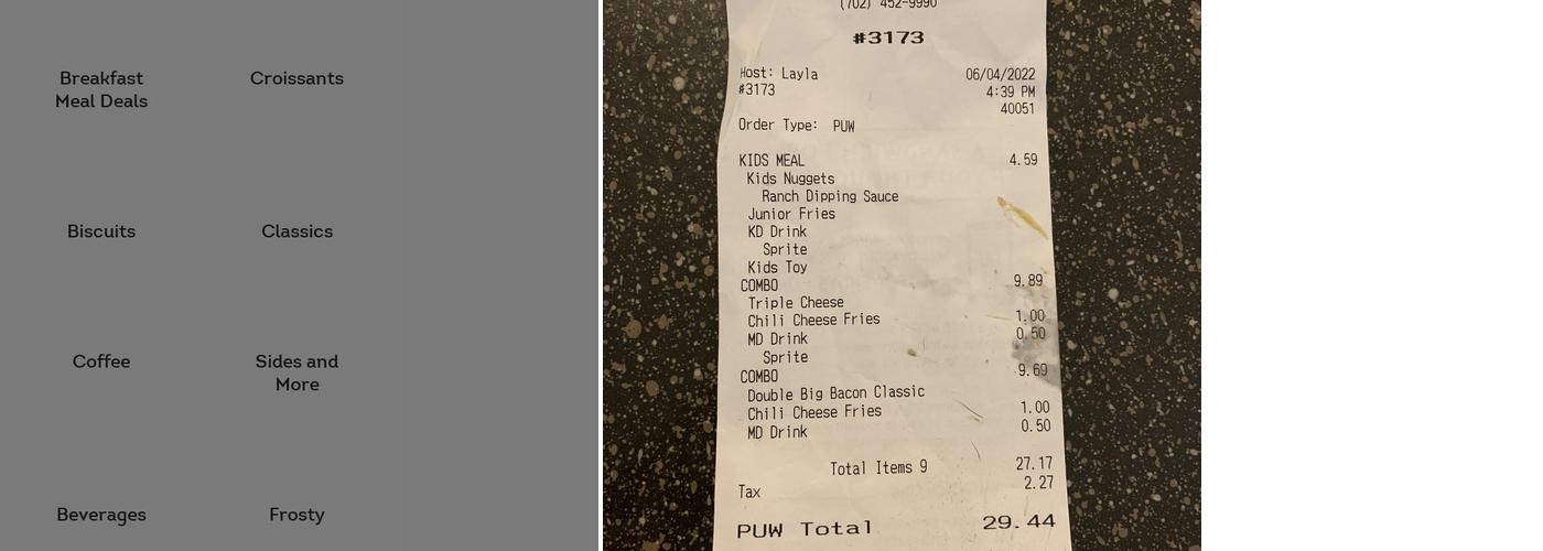 Wendy's Menu