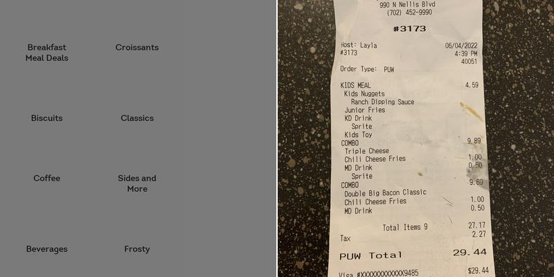 Wendy's Menu