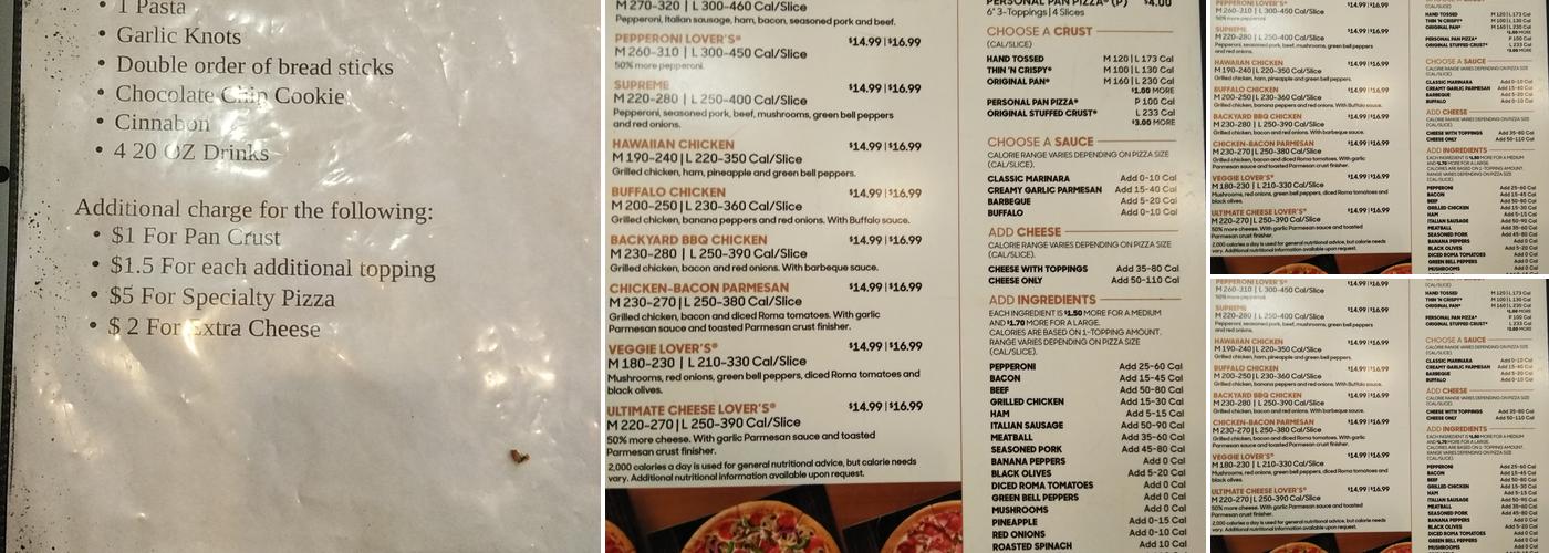 Pizza Hut Menu