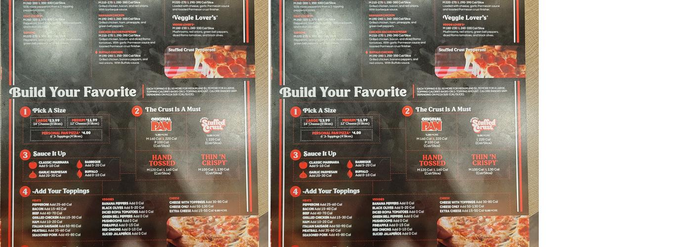 Pizza Hut Menu