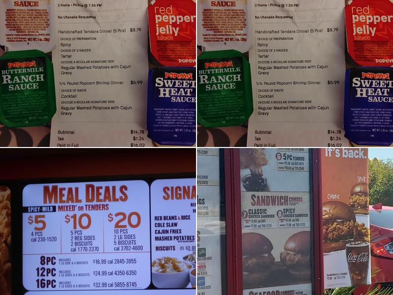 Popeyes Louisiana Kitchen Menu