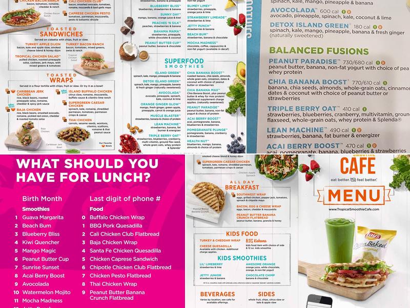 Tropical Smoothie Cafe Menu