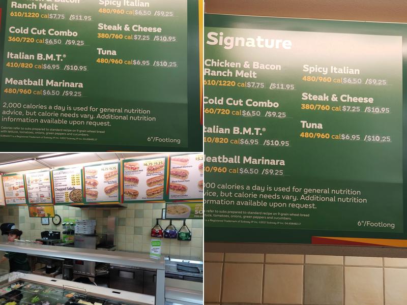 Subway Menu