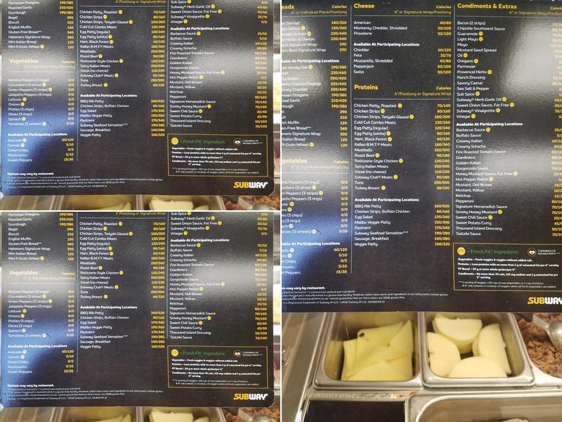 Subway Menu