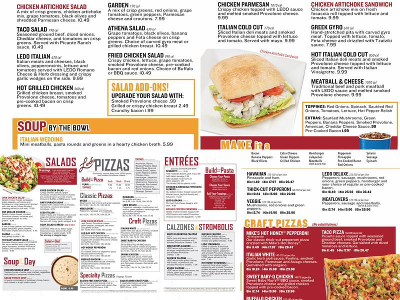 Ledo Pizza Menu