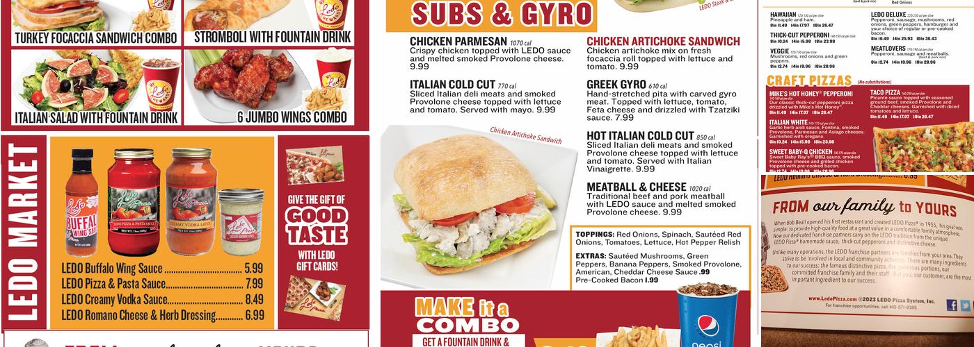 Ledo Pizza Menu