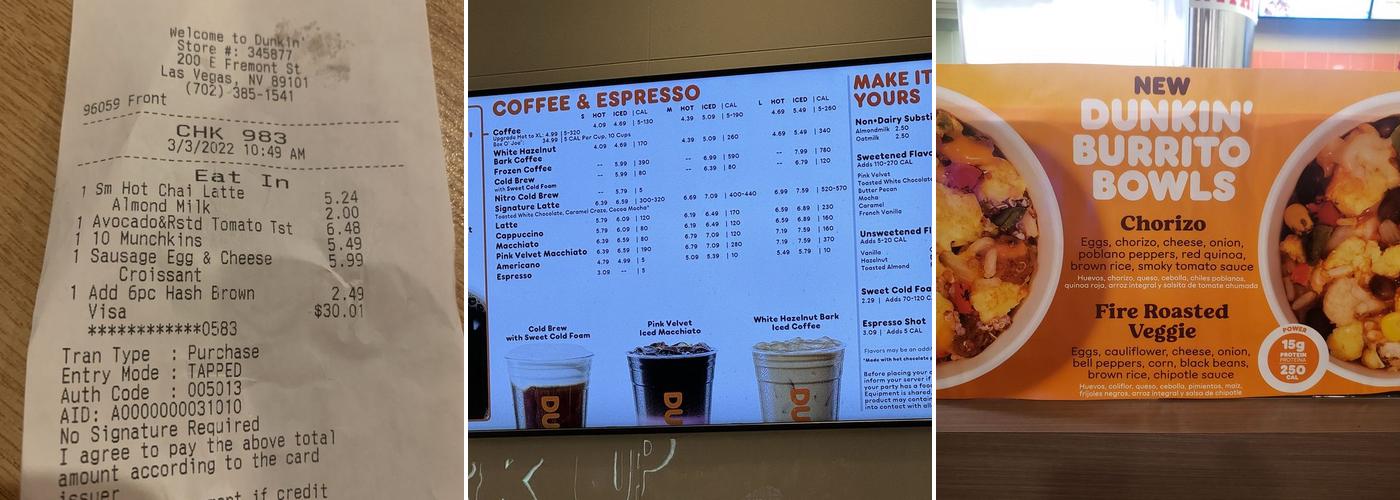 Dunkin' Menu