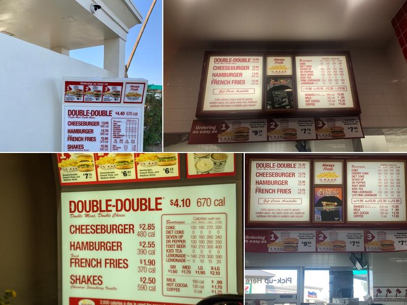 In-N-Out Burger Menu
