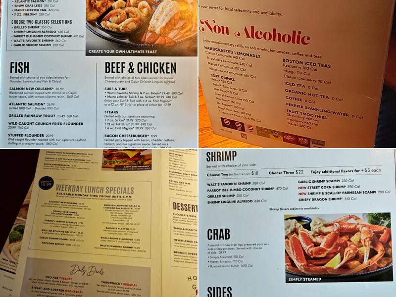 Red Lobster Menu