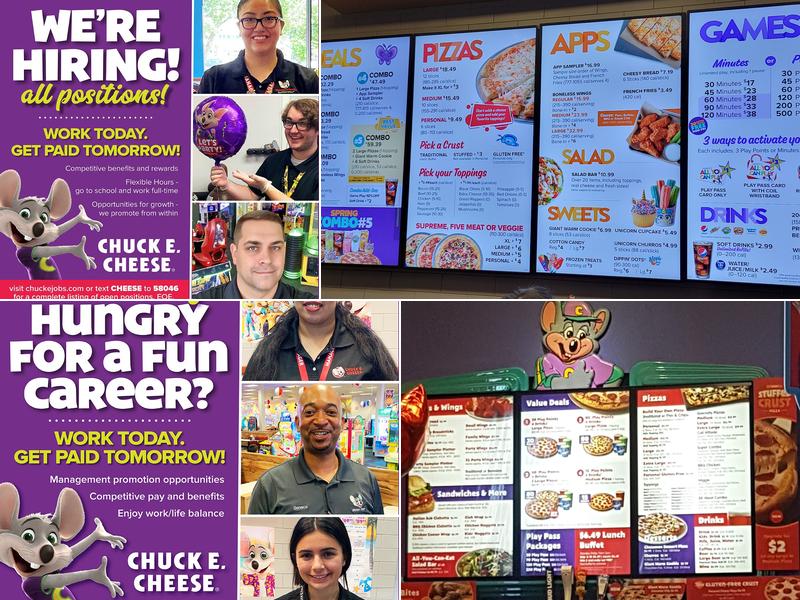 Chuck E. Cheese Menu