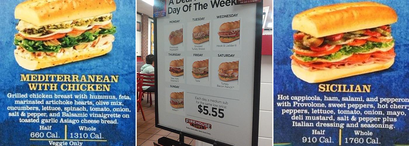 Firehouse Subs Winterwood Pavilion Menu