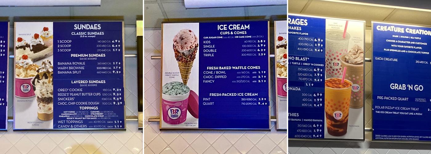 Baskin-Robbins Menu