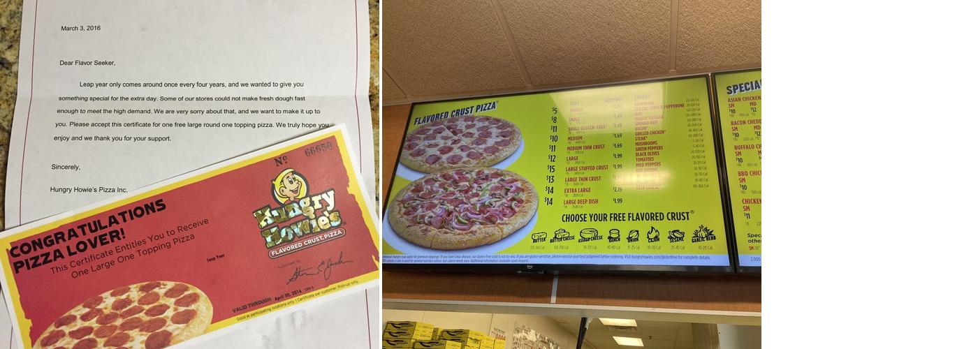 Hungry Howie's Pizza Menu