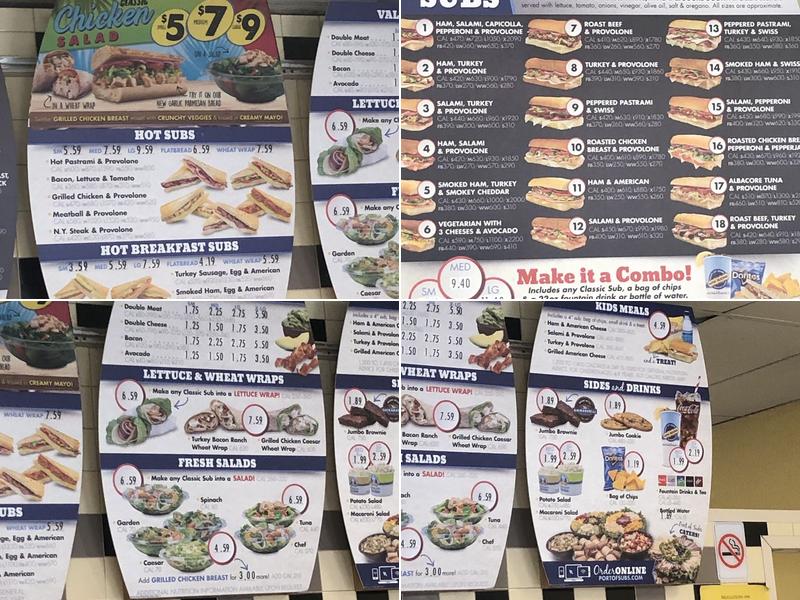 Port of Subs Menu