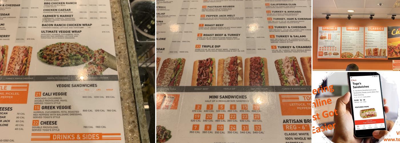 TOGO'S Sandwiches Menu