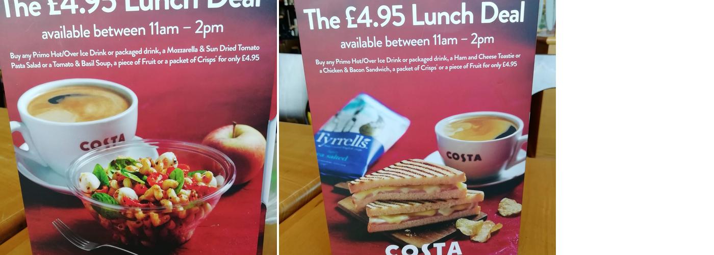 Costa Coffee Menu