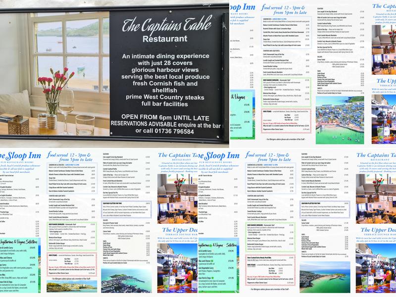 The Captains Table Menu