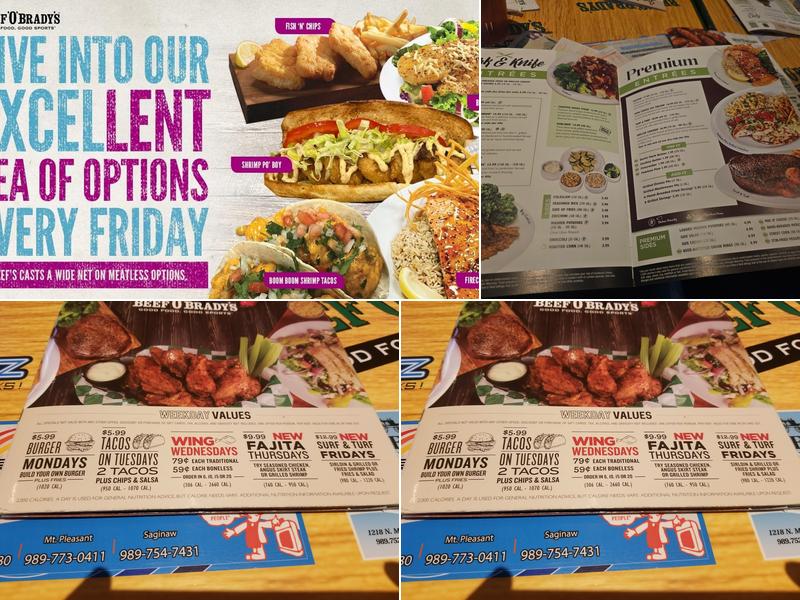 Beef 'O' Brady's Menu