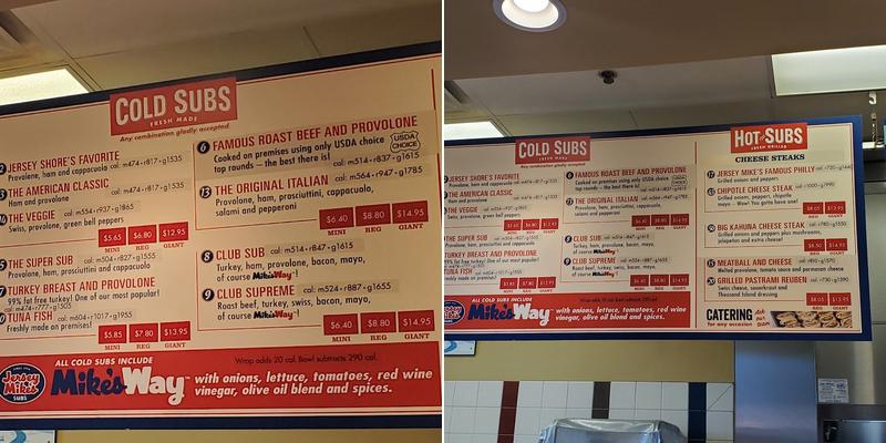 Jersey Mike's Subs Menu