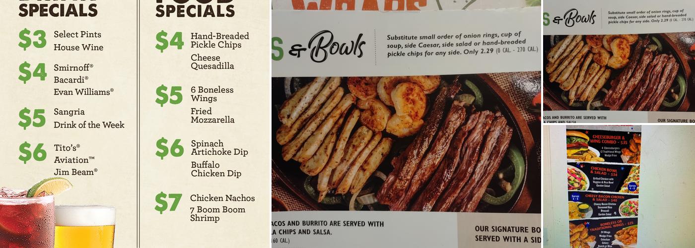 Beef 'O' Brady's Menu