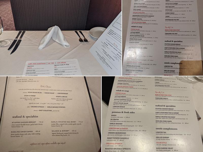Ruth's Chris Steak House Menu