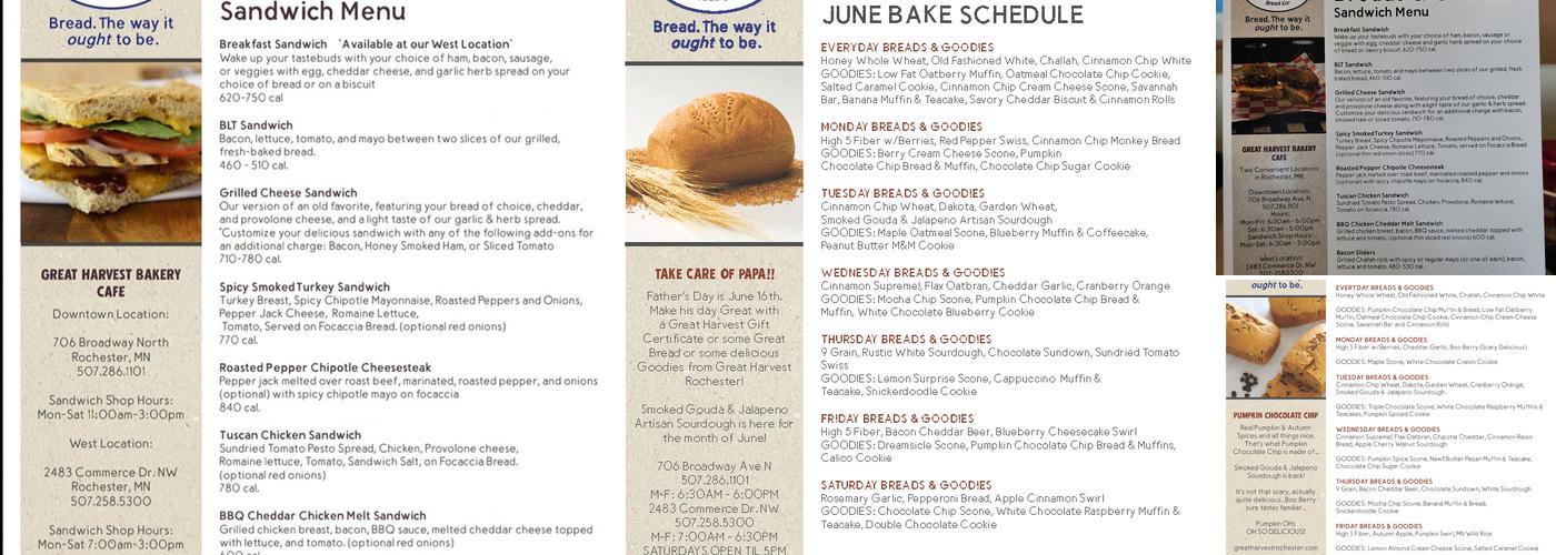 Great Harvest Bread Co. Menu